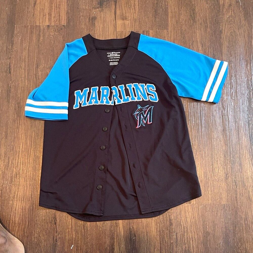 Genuine Merchandise Miami Marlins MLB Youth XL (14/16) Jersey Black Blue White